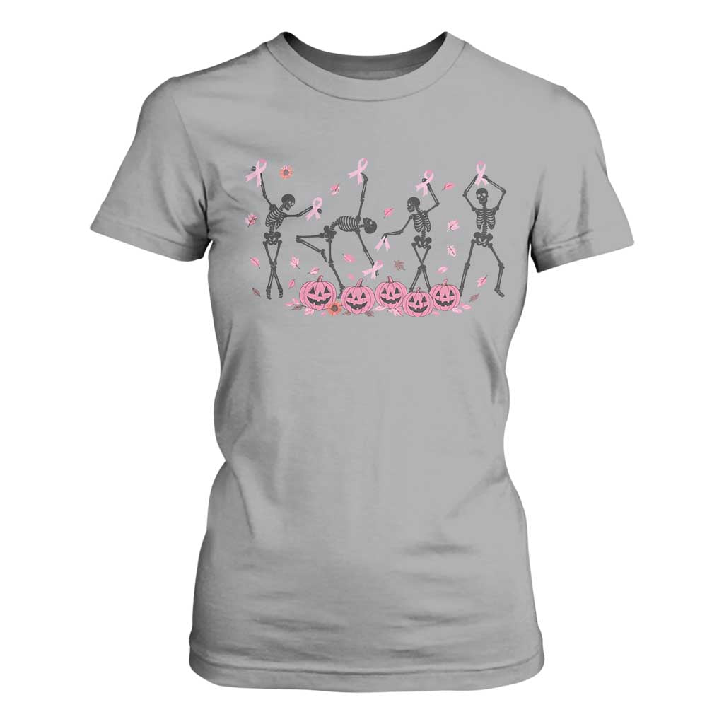 Dancing Skeletons Breast Cancer T Shirt For Women Skeleton Pink Ribbon Halloween TS10 Sport Gray Print Your Wear