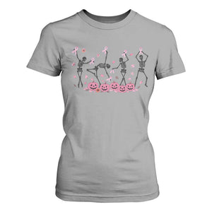 Dancing Skeletons Breast Cancer T Shirt For Women Skeleton Pink Ribbon Halloween TS10 Sport Gray Print Your Wear