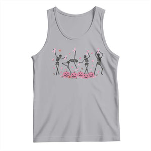 Dancing Skeletons Breast Cancer Tank Top Skeleton Pink Ribbon Halloween TS10 Athletic Heather Print Your Wear