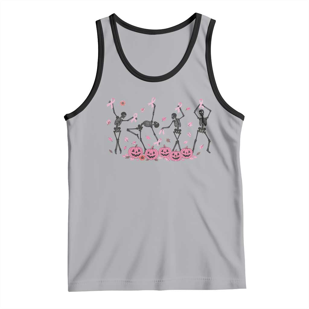 Dancing Skeletons Breast Cancer Tank Top Skeleton Pink Ribbon Halloween TS10 Athletic Heather Black Print Your Wear