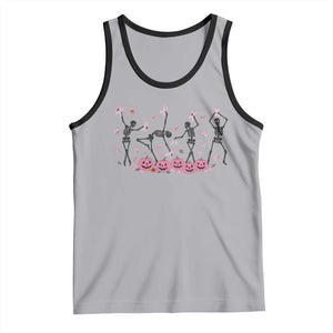 Dancing Skeletons Breast Cancer Tank Top Skeleton Pink Ribbon Halloween TS10 Athletic Heather Black Print Your Wear