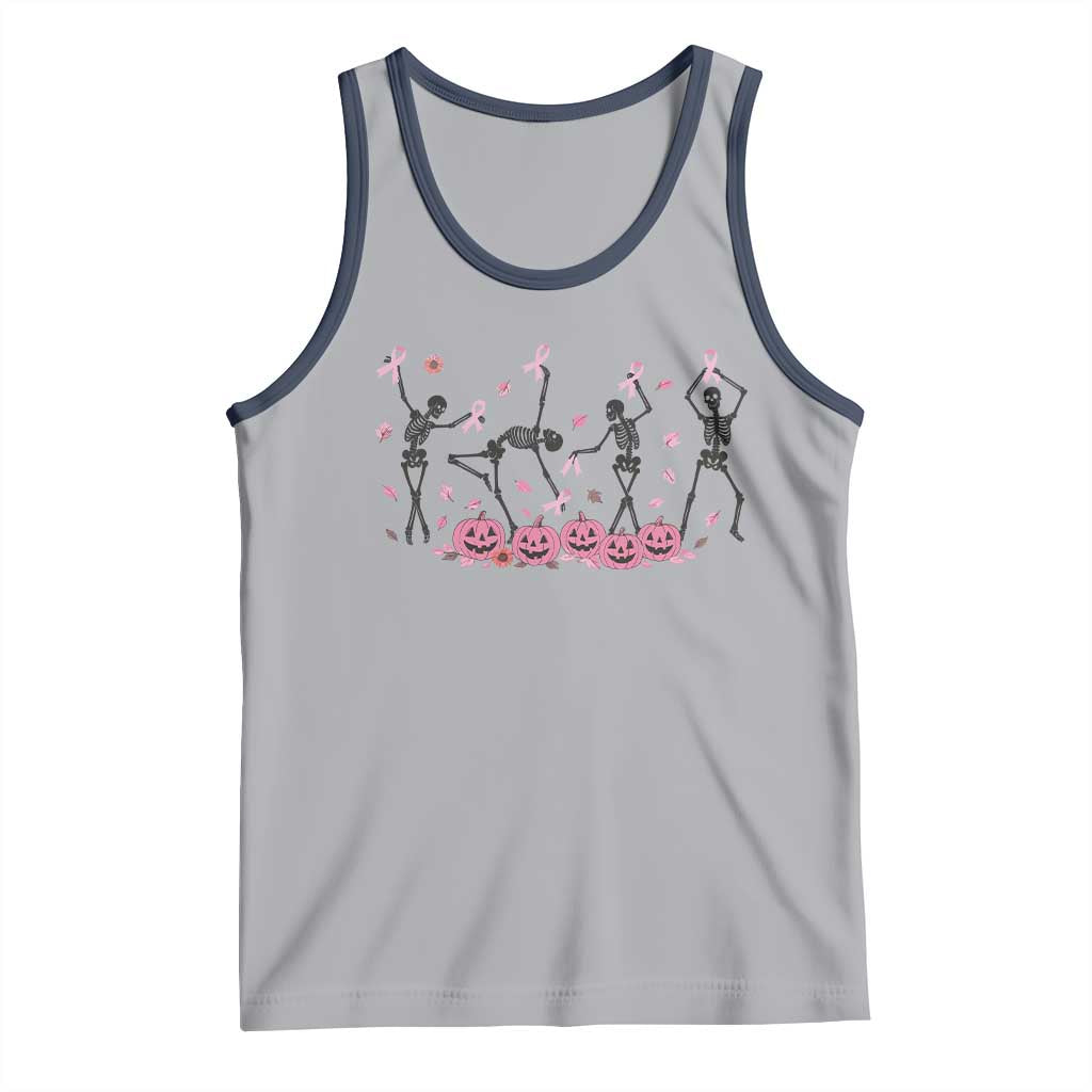 Dancing Skeletons Breast Cancer Tank Top Skeleton Pink Ribbon Halloween TS10 Athletic Heather Navy Print Your Wear