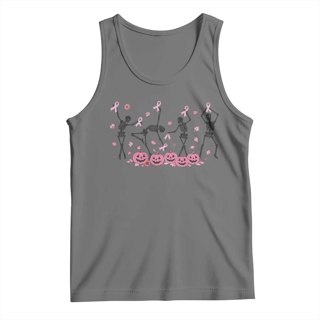 Dancing Skeletons Breast Cancer Tank Top Skeleton Pink Ribbon Halloween TS10 Black Heather Print Your Wear