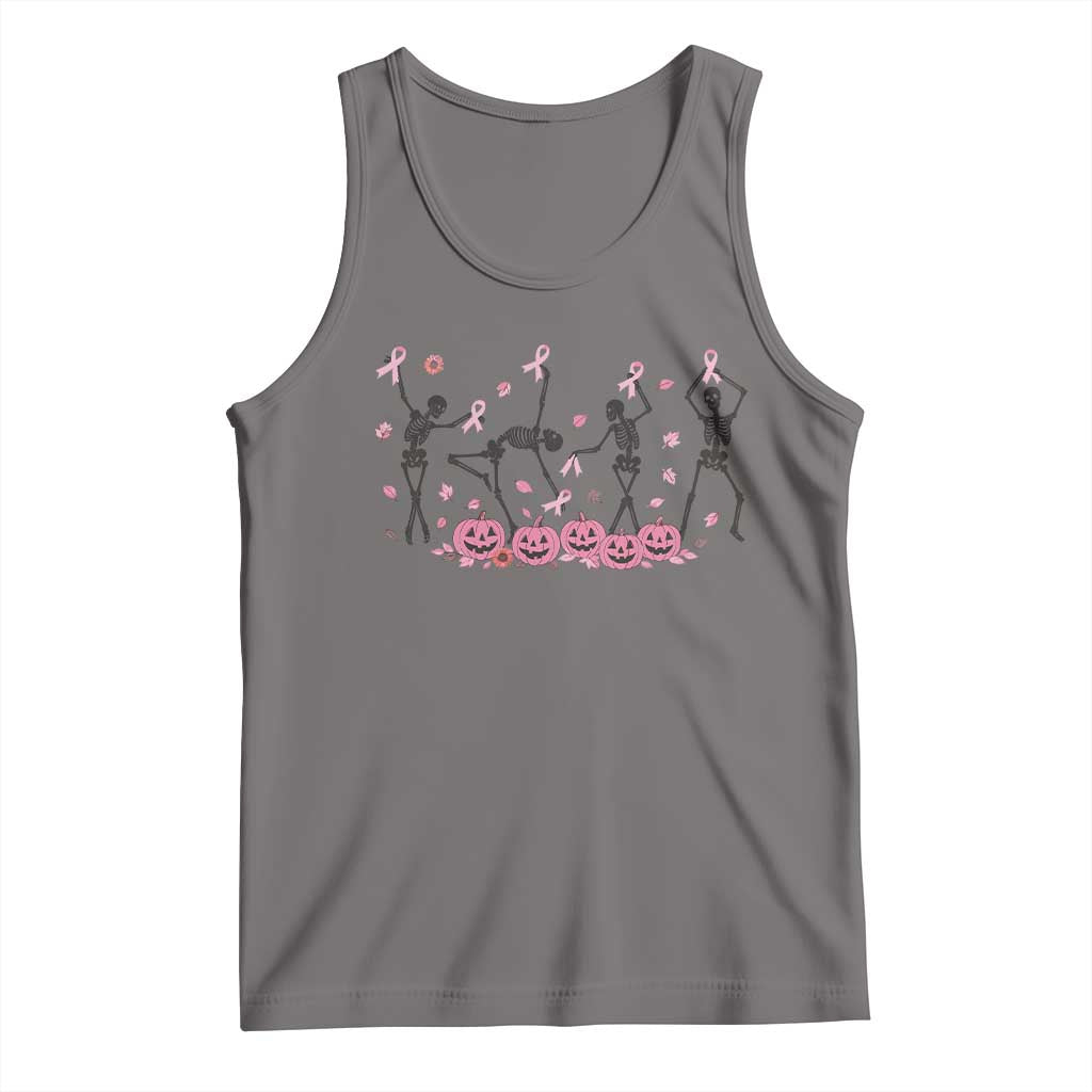 Dancing Skeletons Breast Cancer Tank Top Skeleton Pink Ribbon Halloween TS10 Deep Heather Print Your Wear