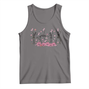 Dancing Skeletons Breast Cancer Tank Top Skeleton Pink Ribbon Halloween TS10 Deep Heather Print Your Wear