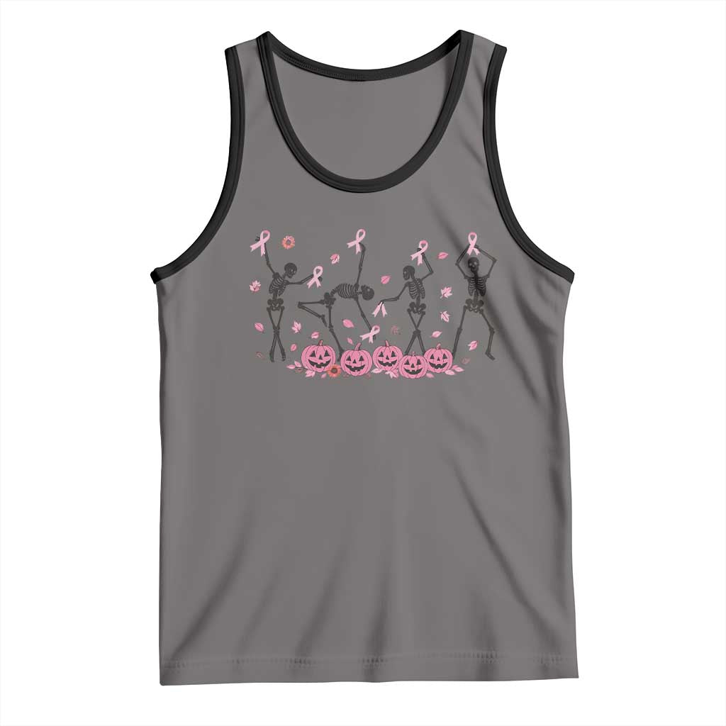 Dancing Skeletons Breast Cancer Tank Top Skeleton Pink Ribbon Halloween TS10 Deep Heather Black Print Your Wear