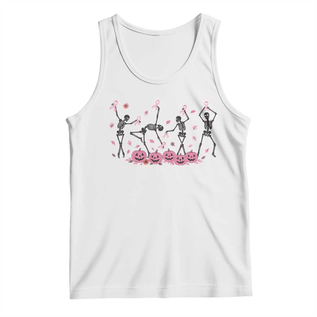 Dancing Skeletons Breast Cancer Tank Top Skeleton Pink Ribbon Halloween TS10 White Print Your Wear