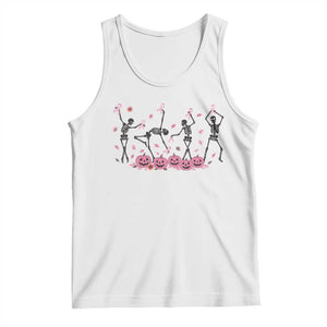 Dancing Skeletons Breast Cancer Tank Top Skeleton Pink Ribbon Halloween TS10 White Print Your Wear