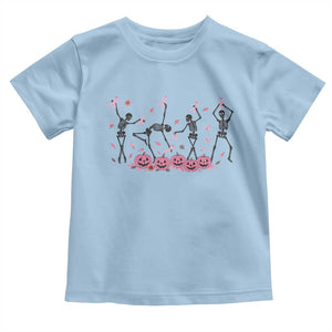 Dancing Skeletons Breast Cancer Toddler T Shirt Skeleton Pink Ribbon Halloween TS10 Light Blue Print Your Wear