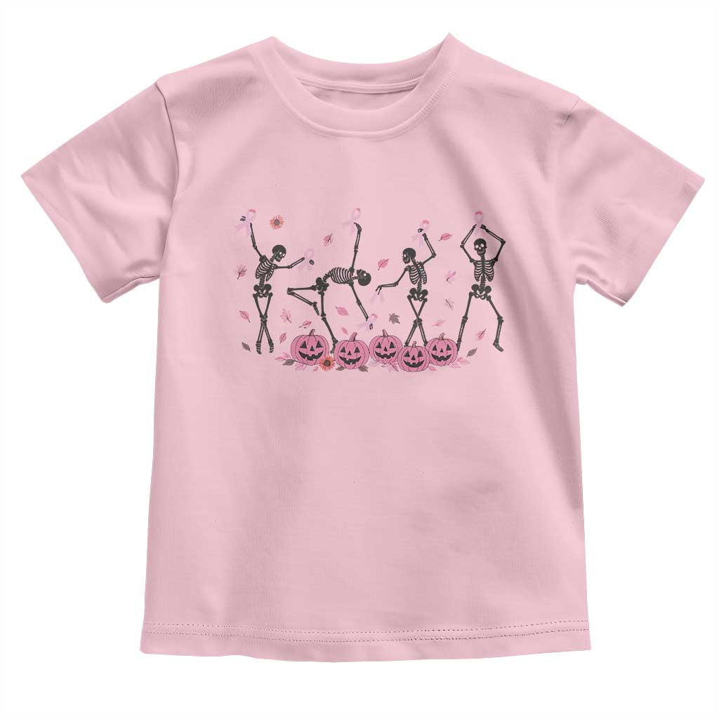 Dancing Skeletons Breast Cancer Toddler T Shirt Skeleton Pink Ribbon Halloween TS10 Light Pink Print Your Wear