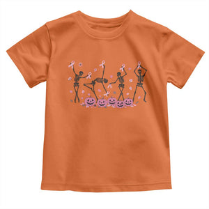 Dancing Skeletons Breast Cancer Toddler T Shirt Skeleton Pink Ribbon Halloween TS10 Orange Print Your Wear