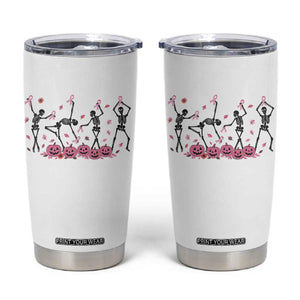 Dancing Skeletons Breast Cancer Tumbler Cup Skeleton Pink Ribbon Halloween TS10 White Print Your Wear