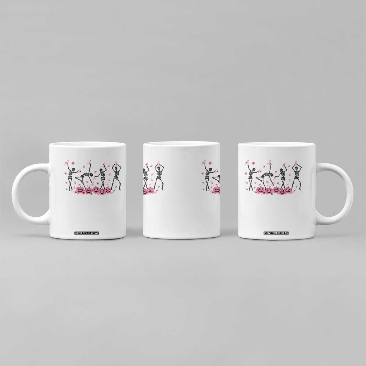 Dancing Skeletons Breast Cancer Coffee Mug Skeleton Pink Ribbon Halloween TS10 Print Your Wear
