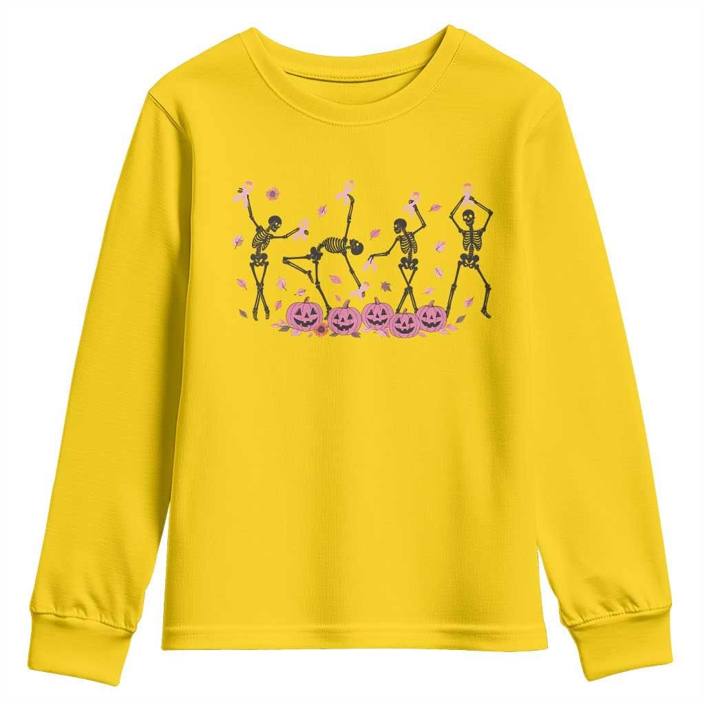 Dancing Skeletons Breast Cancer Youth Sweatshirt Skeleton Pink Ribbon Halloween TS10 Daisy Print Your Wear