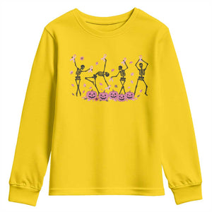 Dancing Skeletons Breast Cancer Youth Sweatshirt Skeleton Pink Ribbon Halloween TS10 Daisy Print Your Wear