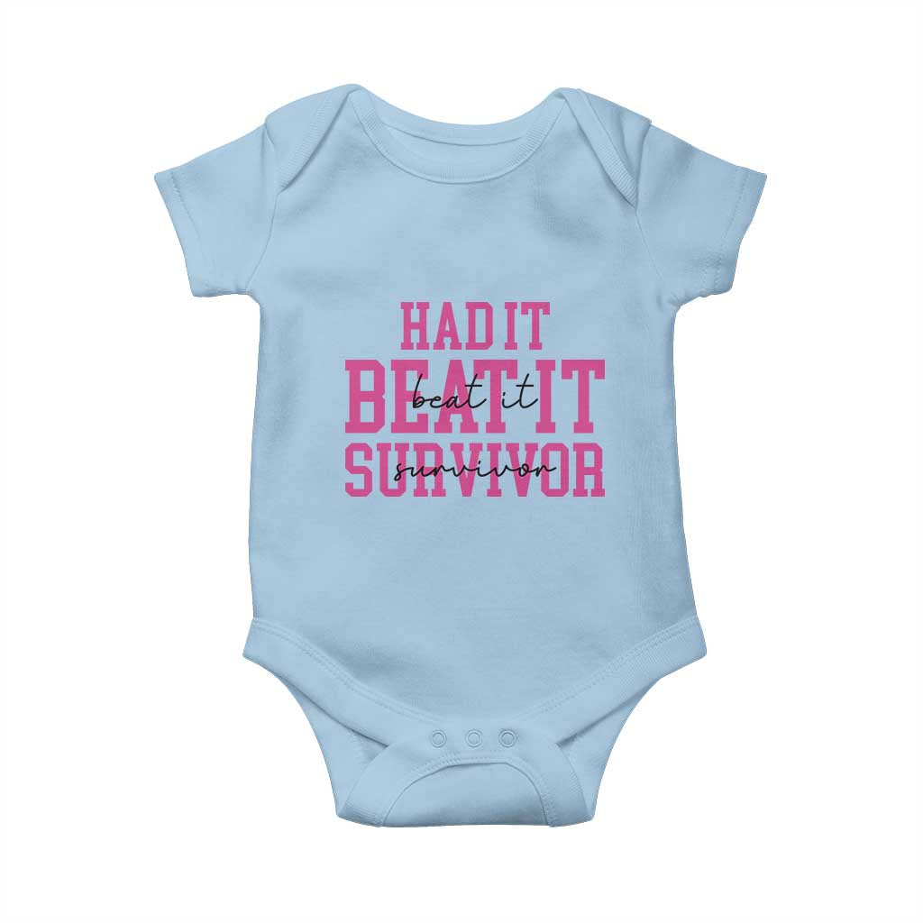 Breast Cancer Support Baby Onesie Had it Beat it Survivor Gift TS10 Light Blue Print Your Wear