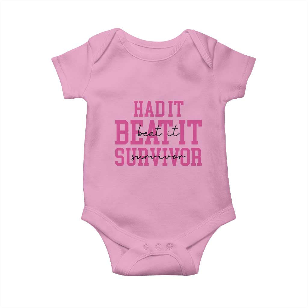 Breast Cancer Support Baby Onesie Had it Beat it Survivor Gift TS10 Light Pink Print Your Wear
