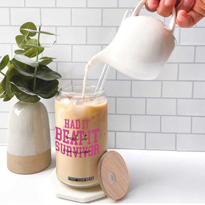 Breast Cancer Support Glass Can Had it Beat it Survivor Gift TS10 Print Your Wear