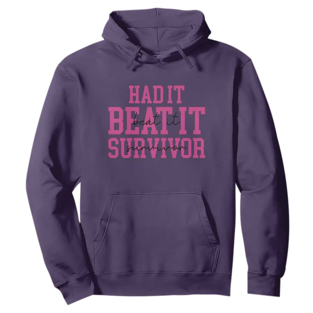 Breast Cancer Support Hoodie Had it Beat it Survivor Gift TS10 Purple Print Your Wear