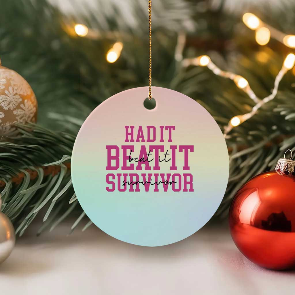 Breast Cancer Support Ceramic Ornament Had it Beat it Survivor Gift TS10 1pc Pastel Print Your Wear