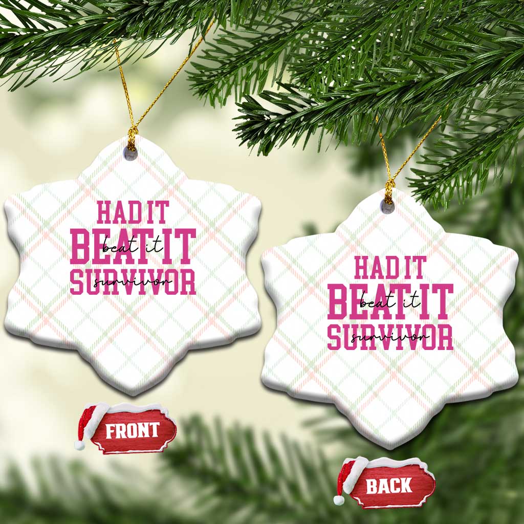 Breast Cancer Support Ceramic Ornament Had it Beat it Survivor Gift TS10 Print Your Wear