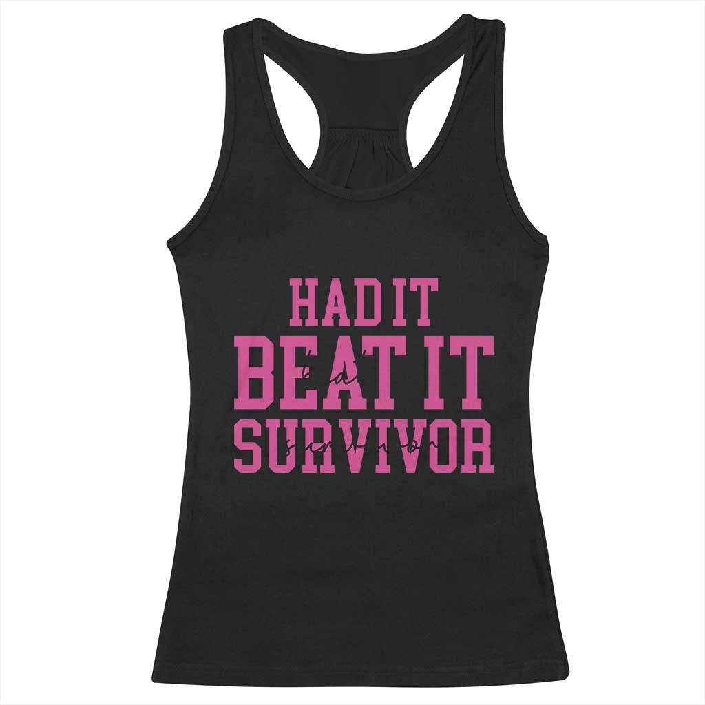 Breast Cancer Support Racerback Tank Top Had it Beat it Survivor Gift - Print Your Wear