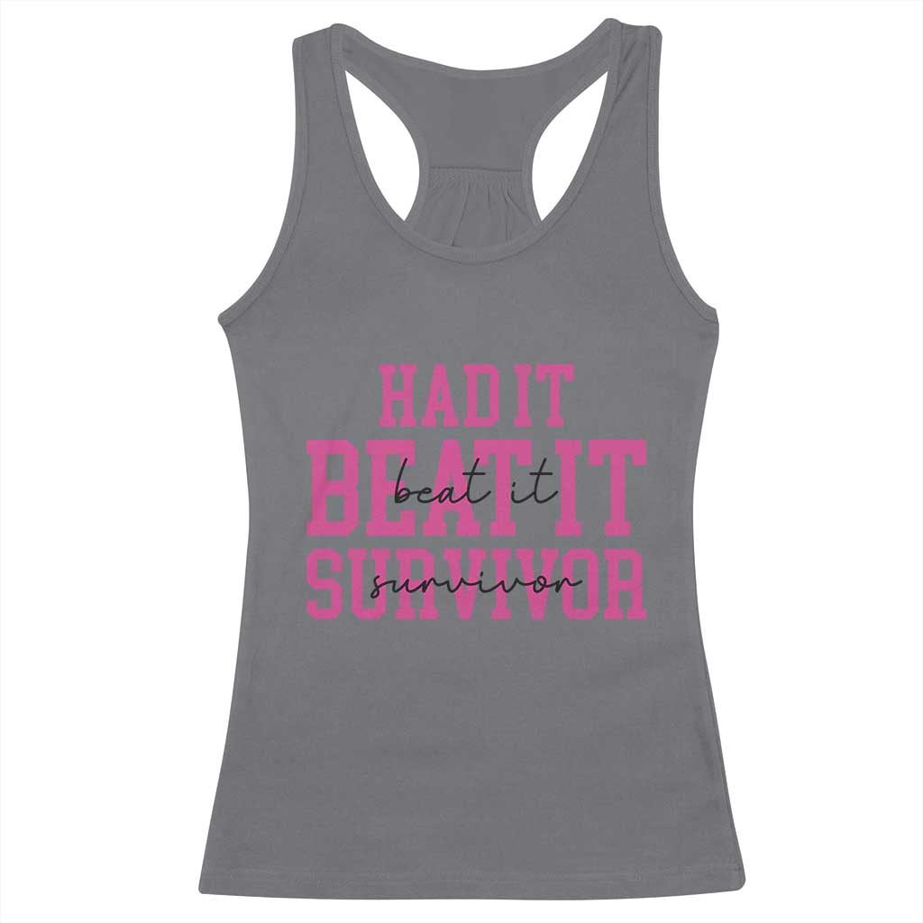 Breast Cancer Support Racerback Tank Top Had it Beat it Survivor Gift TS10 Charcoal Print Your Wear