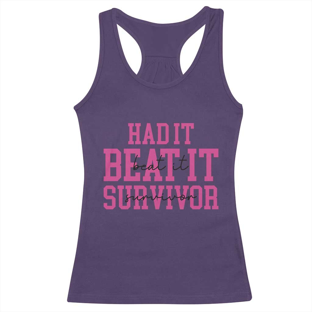 Breast Cancer Support Racerback Tank Top Had it Beat it Survivor Gift TS10 Purple Print Your Wear