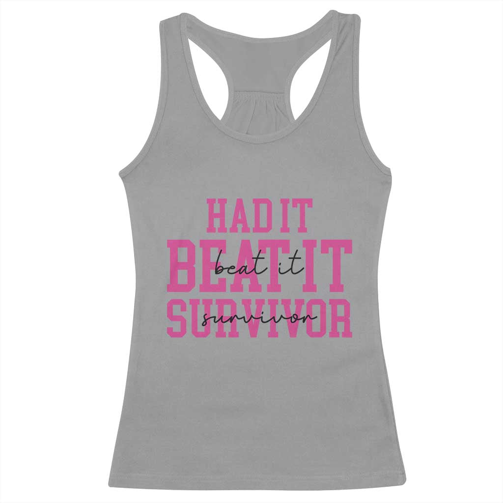 Breast Cancer Support Racerback Tank Top Had it Beat it Survivor Gift TS10 Sport Gray Print Your Wear