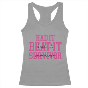 Breast Cancer Support Racerback Tank Top Had it Beat it Survivor Gift TS10 Sport Gray Print Your Wear