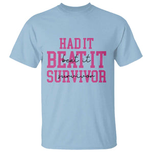 Breast Cancer Support T Shirt Had it Beat it Survivor Gift TS10 Light Blue Print Your Wear
