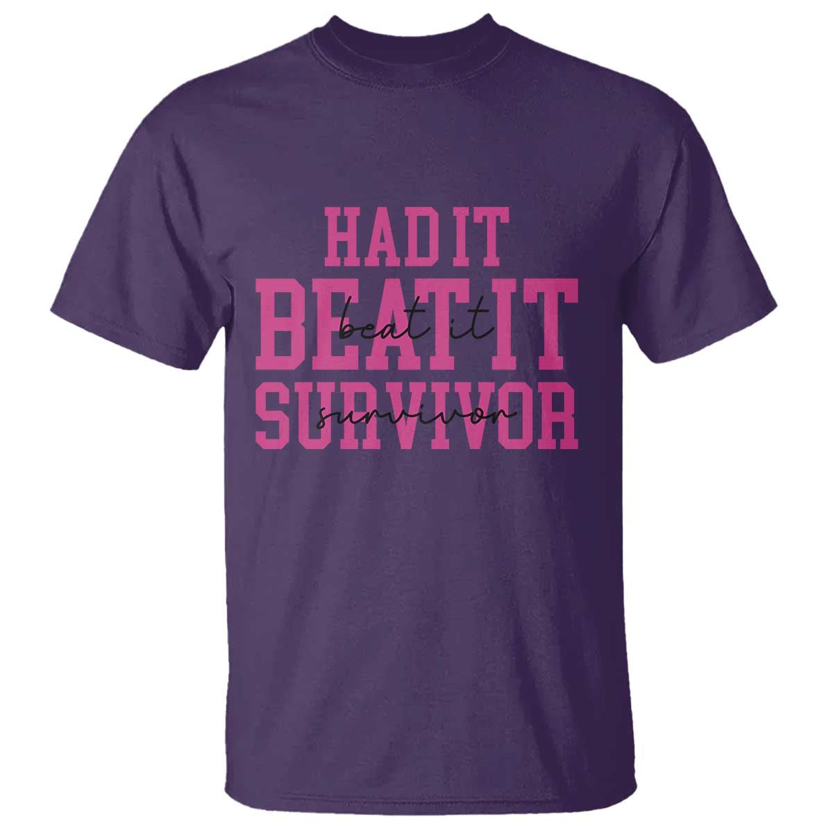 Breast Cancer Support T Shirt Had it Beat it Survivor Gift TS10 Purple Print Your Wear