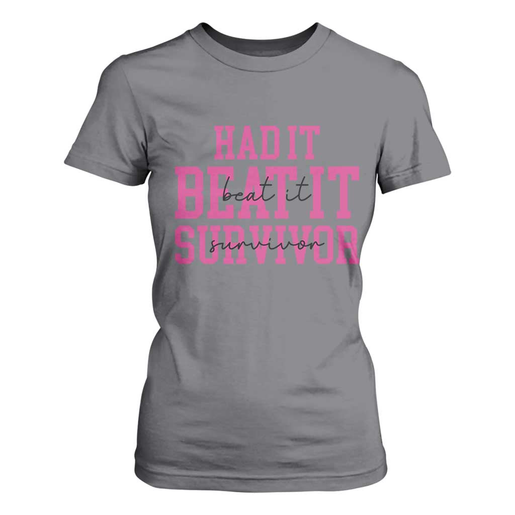 Breast Cancer Support T Shirt For Women Had it Beat it Survivor Gift TS10 Charcoal Print Your Wear