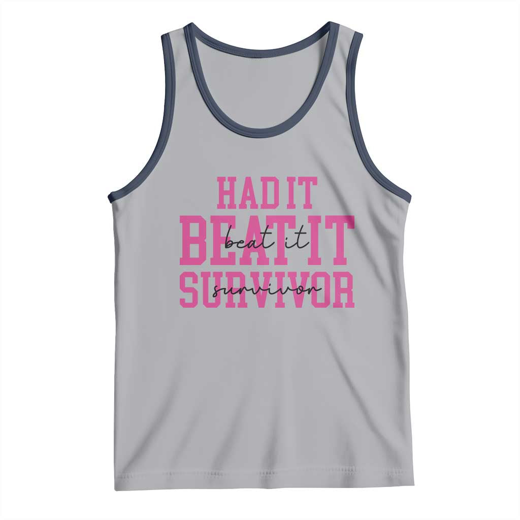 Breast Cancer Support Tank Top Had it Beat it Survivor Gift TS10 Athletic Heather Navy Print Your Wear