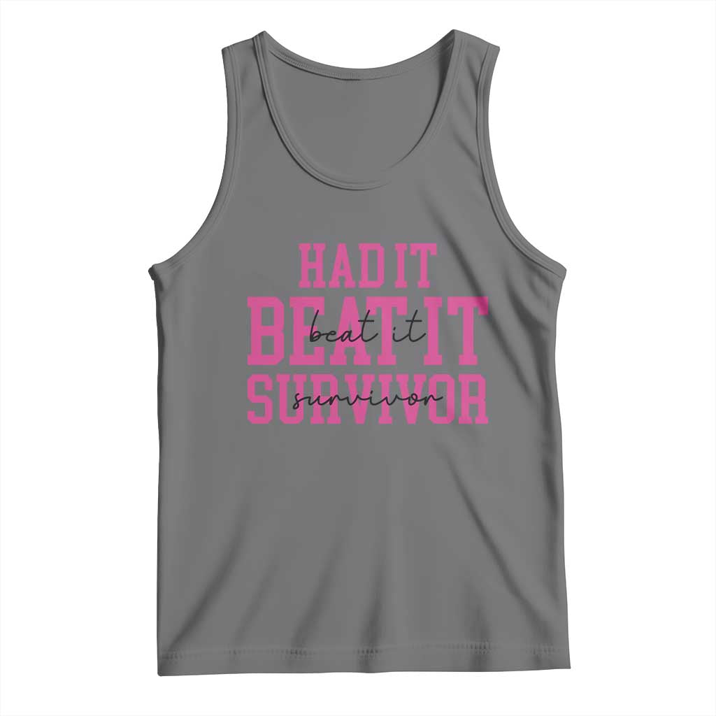 Breast Cancer Support Tank Top Had it Beat it Survivor Gift TS10 Black Heather Print Your Wear