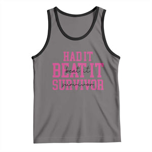 Breast Cancer Support Tank Top Had it Beat it Survivor Gift TS10 Deep Heather Black Print Your Wear