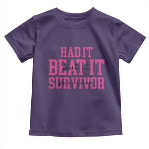 Breast Cancer Support Toddler T Shirt Had it Beat it Survivor Gift TS10 Purple Print Your Wear
