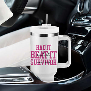 Breast Cancer Support Tumbler With Handle Had it Beat it Survivor Gift TS10 Print Your Wear