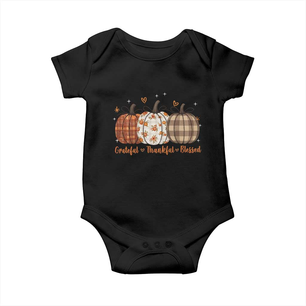 Grateful Thankful Blessed Pumpkin Baby Onesie Hello Thanksgiving Cozy Fall Autumn Rustic TS10 Black Print Your Wear