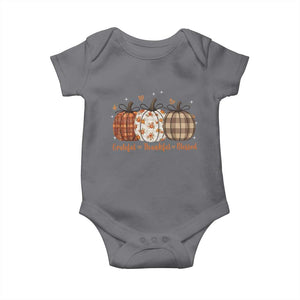 Grateful Thankful Blessed Pumpkin Baby Onesie Hello Thanksgiving Cozy Fall Autumn Rustic TS10 Charcoal Print Your Wear