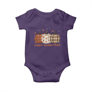 Grateful Thankful Blessed Pumpkin Baby Onesie Hello Thanksgiving Cozy Fall Autumn Rustic TS10 Purple Print Your Wear