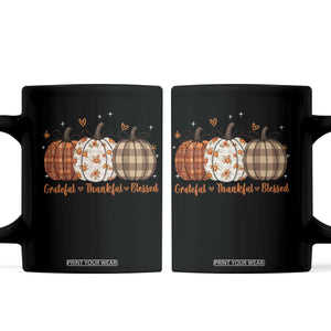 Grateful Thankful Blessed Pumpkin Coffee Mug Hello Thanksgiving Cozy Fall Autumn Rustic TS10 Black Print Your Wear