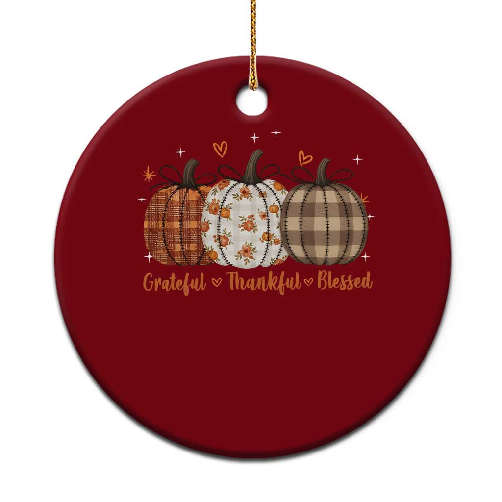 Grateful Thankful Blessed Pumpkin Ceramic Ornament Hello Thanksgiving Cozy Fall Autumn Rustic TS10 1pc Red Print Your Wear