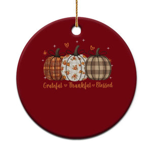 Grateful Thankful Blessed Pumpkin Ceramic Ornament Hello Thanksgiving Cozy Fall Autumn Rustic TS10 1pc Red Print Your Wear