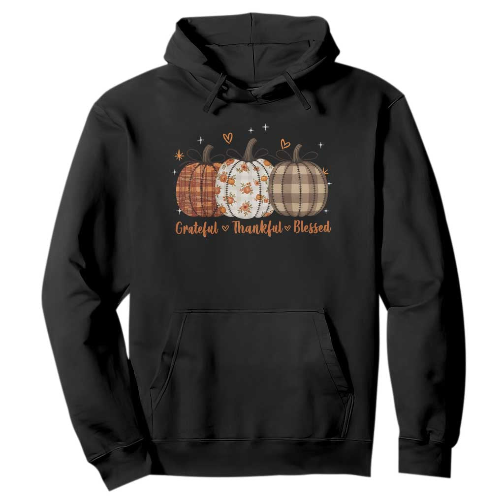 Grateful Thankful Blessed Pumpkin Hoodie Hello Thanksgiving Cozy Fall Autumn Rustic TS10 Black Print Your Wear