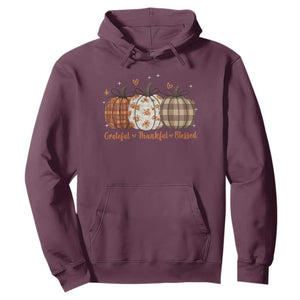 Grateful Thankful Blessed Pumpkin Hoodie Hello Thanksgiving Cozy Fall Autumn Rustic TS10 Maroon Print Your Wear