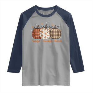 Grateful Thankful Blessed Pumpkin Raglan Shirt Hello Thanksgiving Cozy Fall Autumn Rustic TS10 Sport Gray Navy Print Your Wear