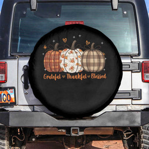 Grateful Thankful Blessed Pumpkin Spare Tire Cover Hello Thanksgiving Cozy Fall Autumn Rustic TS10 No hole Black Print Your Wear