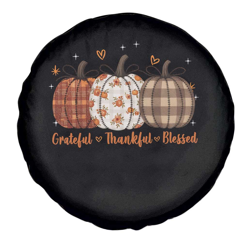 Grateful Thankful Blessed Pumpkin Spare Tire Cover Hello Thanksgiving Cozy Fall Autumn Rustic TS10 Print Your Wear
