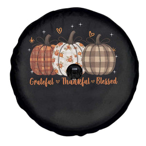 Grateful Thankful Blessed Pumpkin Spare Tire Cover Hello Thanksgiving Cozy Fall Autumn Rustic TS10 Print Your Wear